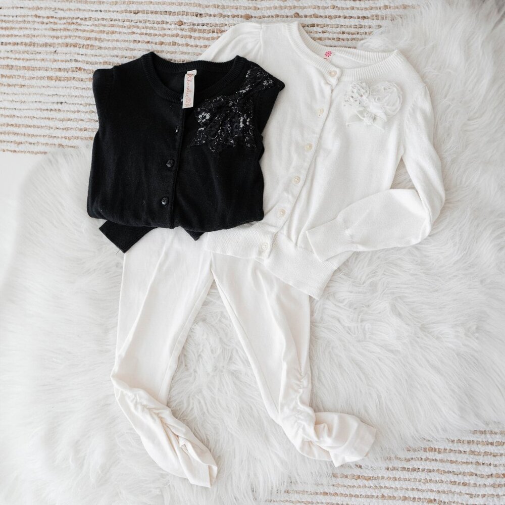 Cherokee Girls 3T Cardigan & Leggings Set | 3-Piece Dressy Outfit with Bows